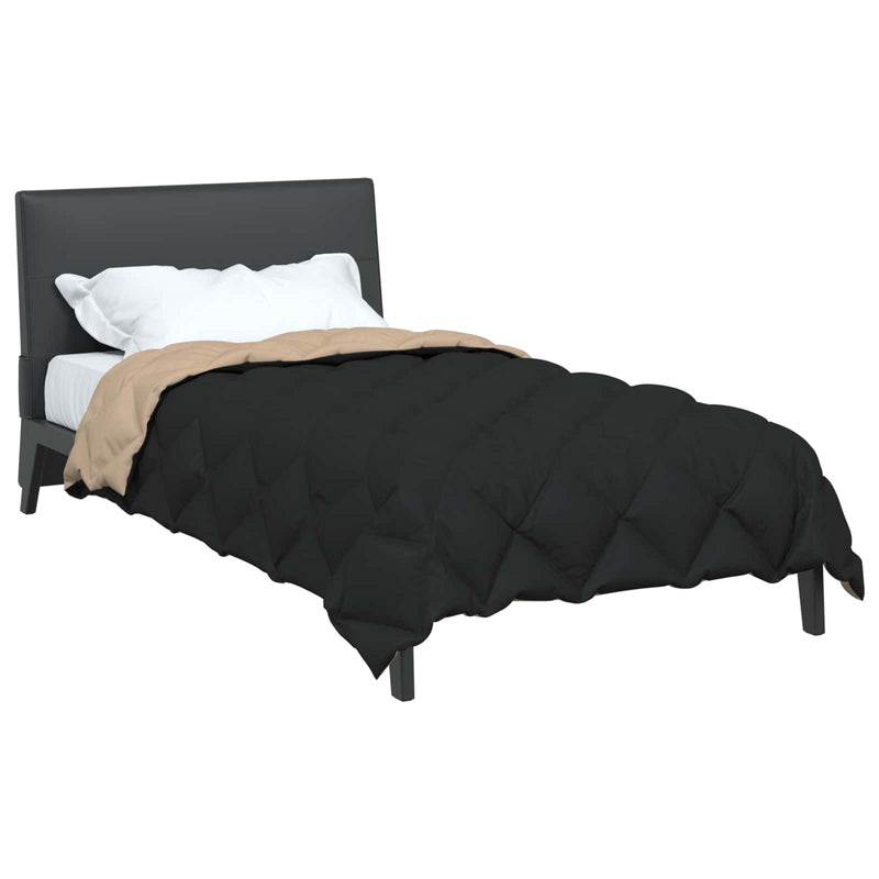 Load image into Gallery viewer, Vidaxl winter dekbed zwart en taupe 220 x 135 cm microfiber
