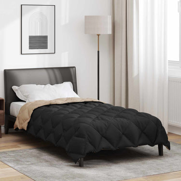 Vidaxl winter dekbed zwart en taupe 220 x 155 cm microfiber