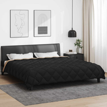 Vidaxl winter dekbed zwart en taupe 220 x 240 cm microfiber