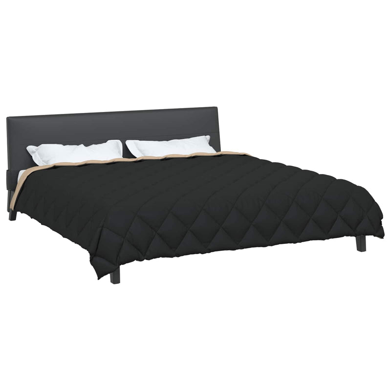 Load image into Gallery viewer, Vidaxl winter dekbed zwart en taupe 220 x 260 cm microfiber
