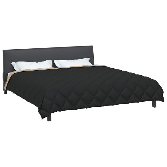 Vidaxl winter dekbed zwart en taupe 240 x 260 cm microfiber