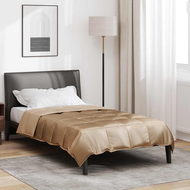 Vidaxl zomer dekbed goud 220 x 135 cm satijn en microfiber