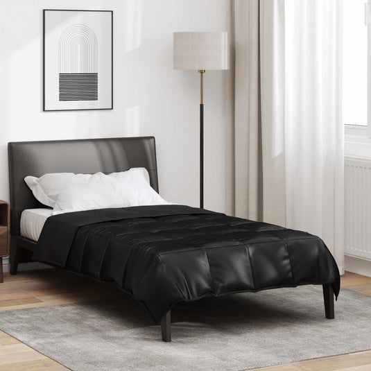 Vidaxl zomer dekbed zwart 200 x 140 cm satijn en microfiber