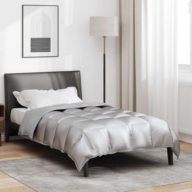 Vidaxl winter dekbed zilver 200 x 140 cm satijn en microfiber