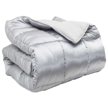 Vidaxl winter dekbed zilver 200 x 140 cm satijn en microfiber