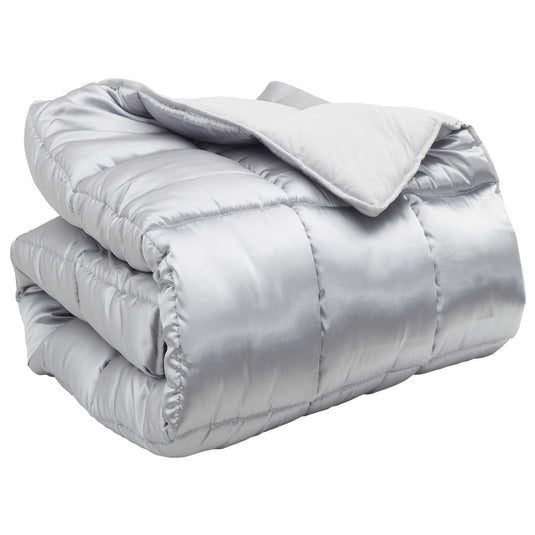 Vidaxl winter dekbed zilver 220 x 140 cm satijn en microfiber