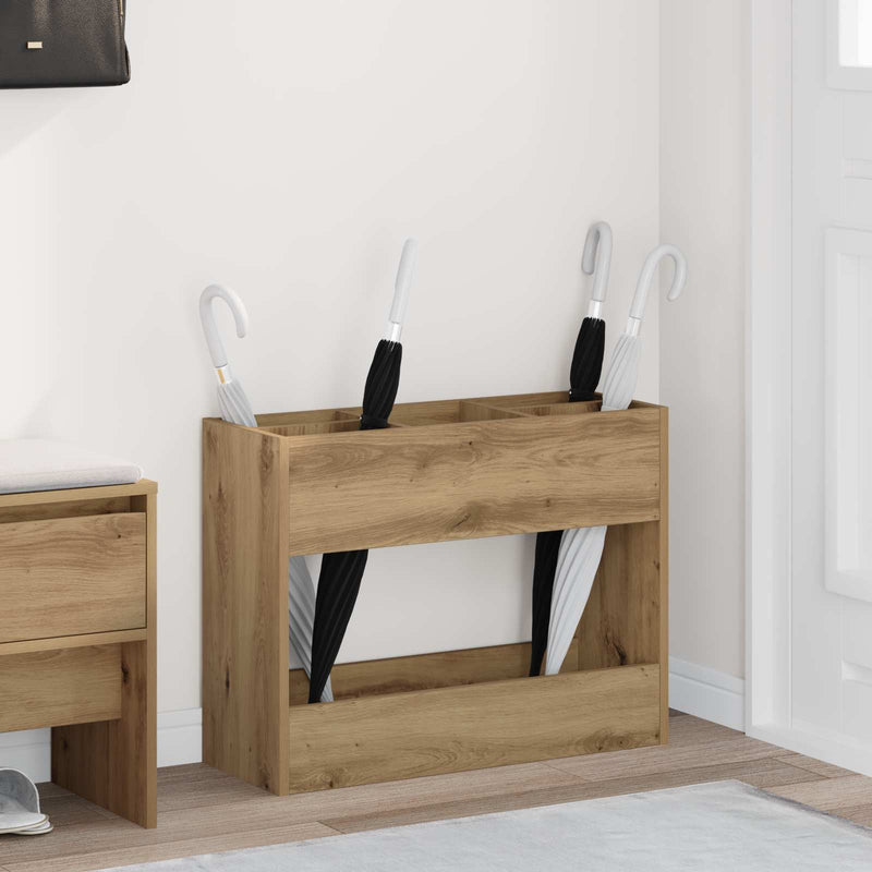 Load image into Gallery viewer, Vidaxl paraplu standaard artisan eiken 65 x 24 x 50 cm bewerkt hout
