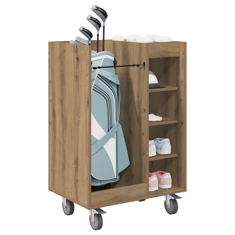 Load image into Gallery viewer, Vidaxl golfkast met wiel effen artisan eiken 65 x 45 x 98 cm
