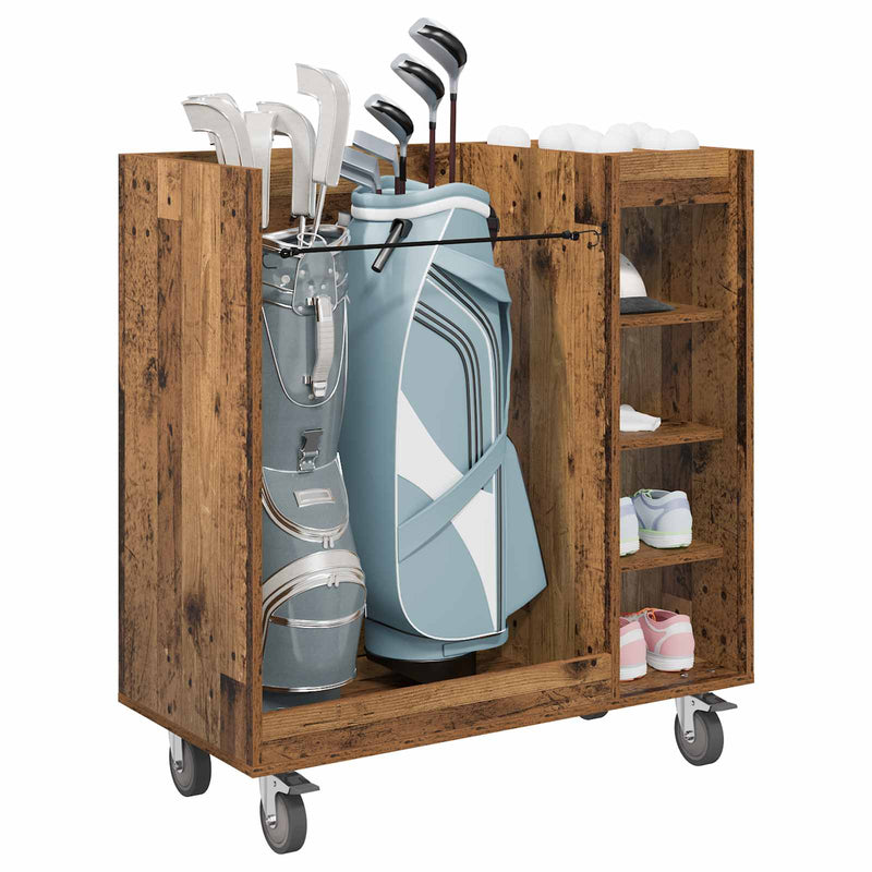 Load image into Gallery viewer, Vidaxl golfkast met wiel effen oudhout 90 x 45 x 98 cm
