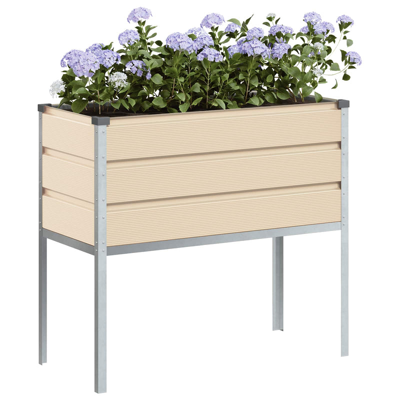 Load image into Gallery viewer, Vidaxl plantenbak ivoor 100 x 45 x 90 cm gegalvaniseerd staal
