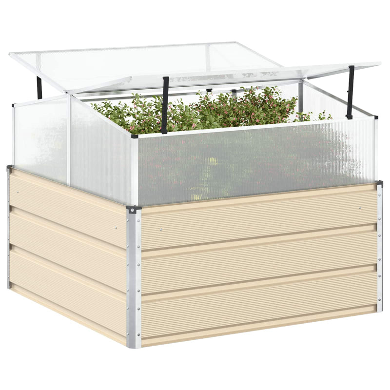 Load image into Gallery viewer, Vidaxl plantenbak ivoor 100 x 100 x 77 cm gegalvaniseerd staal
