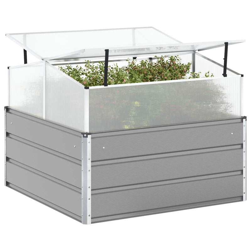 Load image into Gallery viewer, Vidaxl plantenbak lichtgrijs 100 x 100 x 77 cm gegalvaniseerd staal
