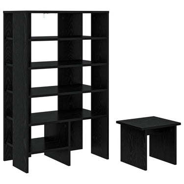 Vidaxl schoenenkast met plank 2 pcs zwart eiken bewerkt hout