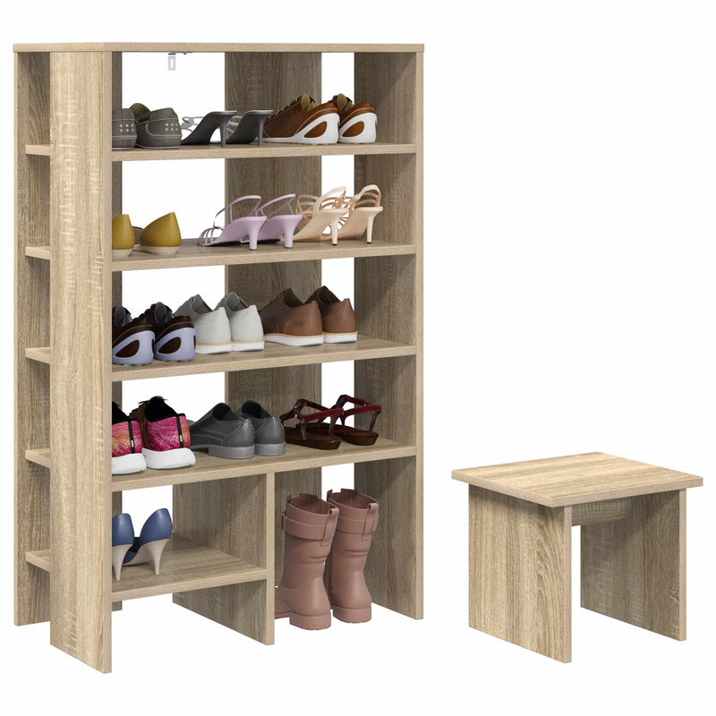 Load image into Gallery viewer, Vidaxl schoenenkast met plank 2 pcs sonoma eiken bewerkt hout
