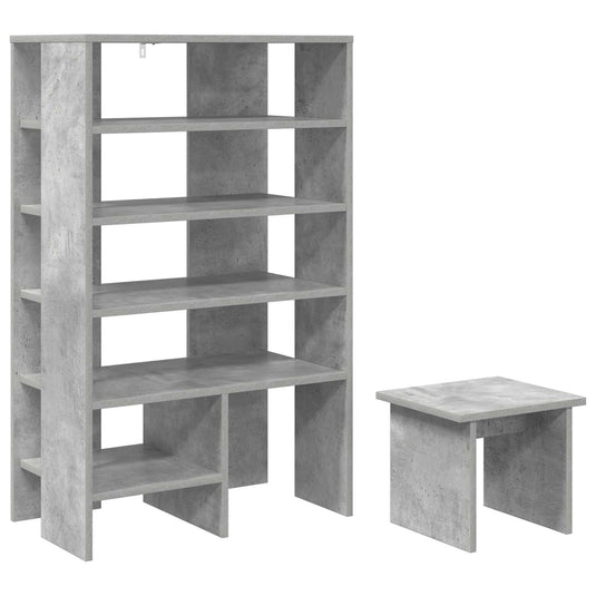 Vidaxl schoenenkast met plank 2 pcs beton grijs bewerkt hout