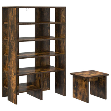 Vidaxl schoenenkast met plank 2 pcs gerookt eiken bewerkt hout