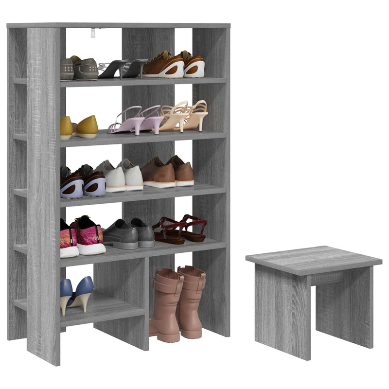 Load image into Gallery viewer, Vidaxl schoenenkast met plank 2 pcs grijs sonoma bewerkt hout
