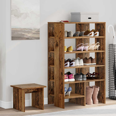 Vidaxl schoenenkast met plank met opslag 2 pcs oudhout bewerkt hout