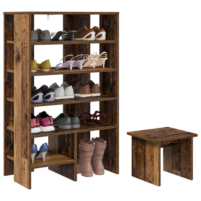 Load image into Gallery viewer, Vidaxl schoenenkast met plank met opslag 2 pcs oudhout bewerkt hout
