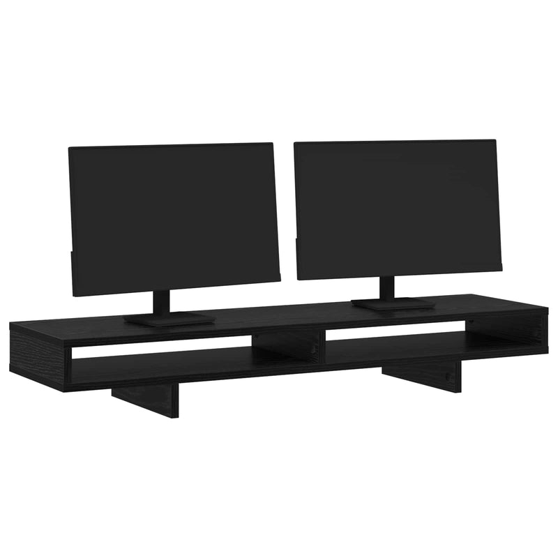 Load image into Gallery viewer, Vidaxl monitor stand met plank zwart 100 x 27 x 15 cm bewerkt hout
