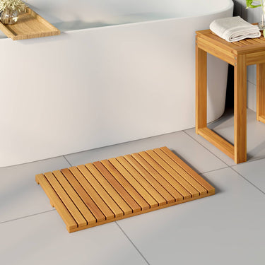 Vidaxl badmat effen bruin 60 x 40 cm hout