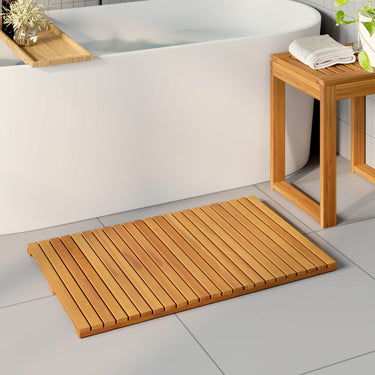 Vidaxl badmat effen bruin 80 x 50 cm hout