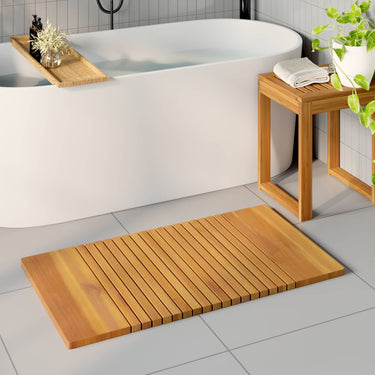 Vidaxl badmat effen bruin 100 x 55 cm hout
