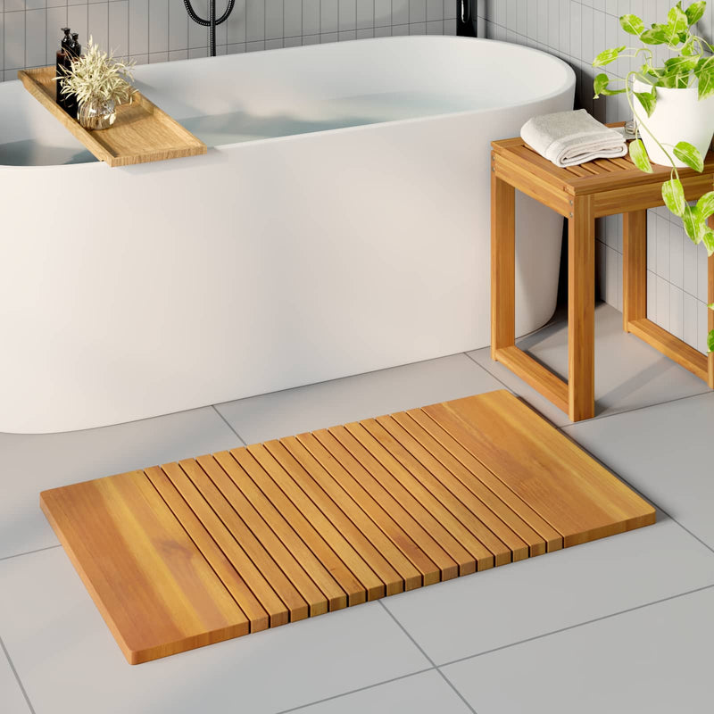 Load image into Gallery viewer, Vidaxl badmat effen bruin 100 x 55 cm hout
