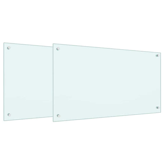 Vidaxl keuken spatscherm 2 pcs wit 90 x 50 cm gehard glas