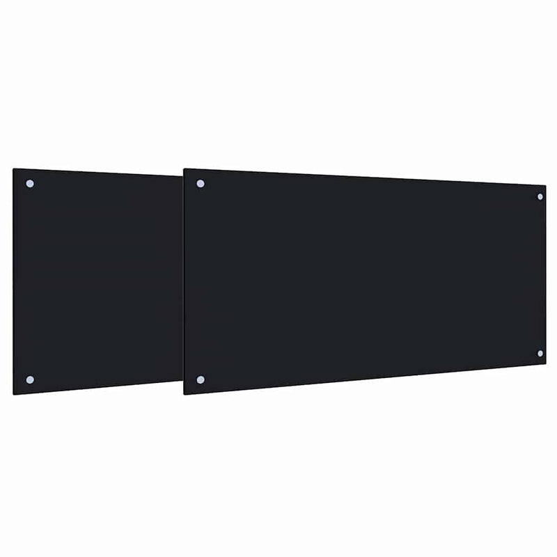 Load image into Gallery viewer, Vidaxl keuken spatscherm 2 pcs zwart 100 x 50 cm gehard glas
