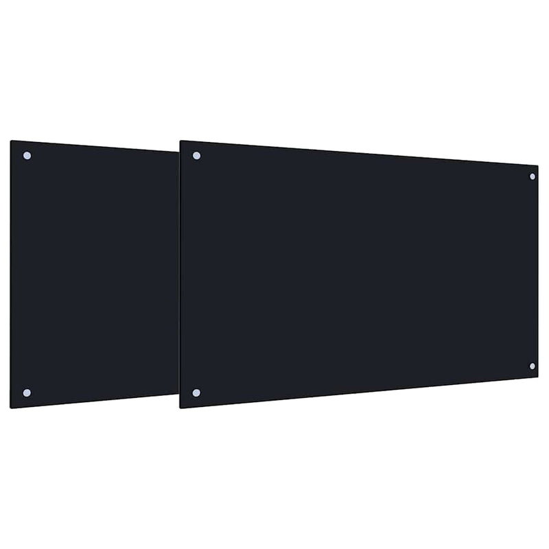 Load image into Gallery viewer, Vidaxl keuken spatscherm 2 pcs zwart 100 x 60 cm gehard glas
