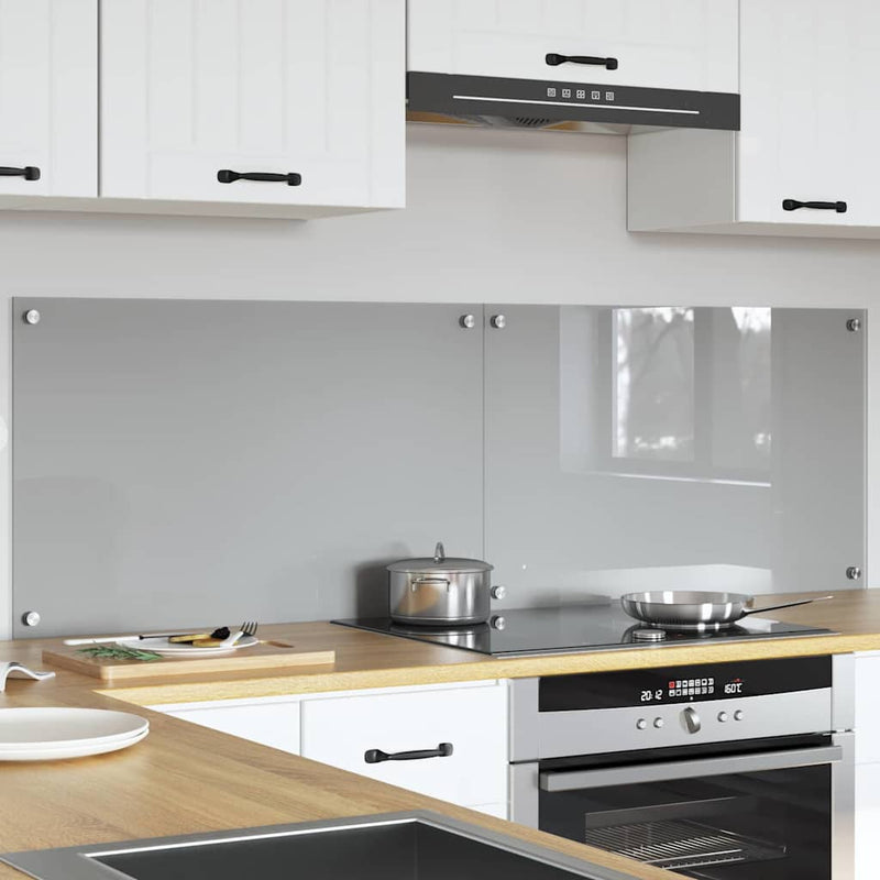 Load image into Gallery viewer, Vidaxl keuken spatscherm 2 pcs lichtgrijs 80 x 50 cm gehard glas

