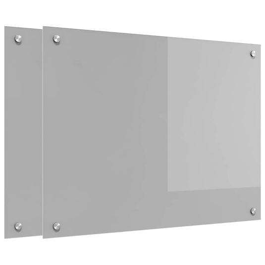 Vidaxl keuken spatscherm 2 pcs lichtgrijs 80 x 60 cm gehard glas