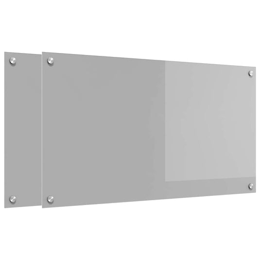 Vidaxl keuken spatscherm 2 pcs lichtgrijs 90 x 50 cm gehard glas
