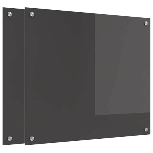 Vidaxl keuken spatscherm 2 pcs donkergrijs 70 x 60 cm gehard glas
