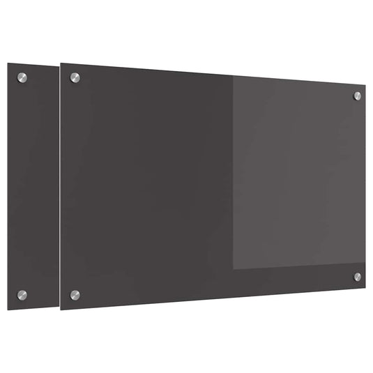 Vidaxl keuken spatscherm 2 pcs donkergrijs 80 x 50 cm gehard glas