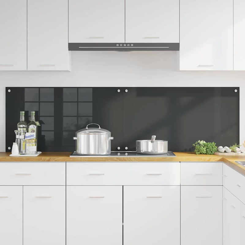 Load image into Gallery viewer, Vidaxl keuken spatscherm 2 pcs donkergrijs 90 x 50 cm gehard glas
