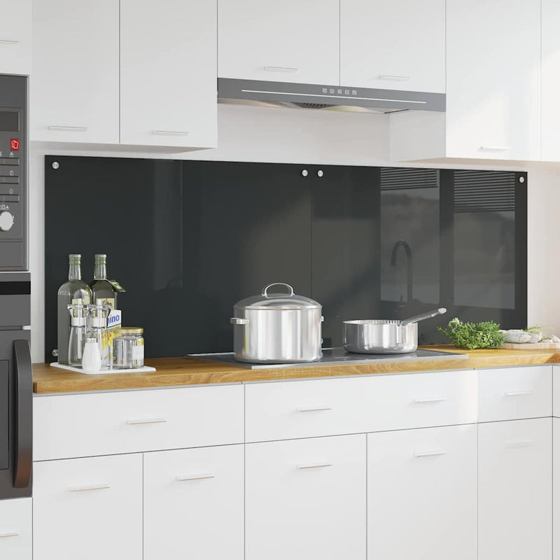 Load image into Gallery viewer, Vidaxl keuken spatscherm 2 pcs donkergrijs 90 x 60 cm gehard glas
