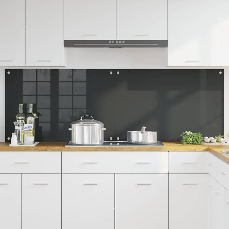 Load image into Gallery viewer, Vidaxl keuken spatscherm 2 pcs donkergrijs 90 x 60 cm gehard glas
