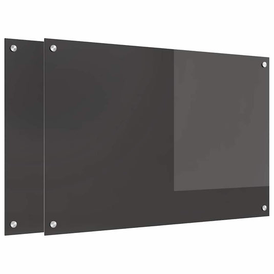 Vidaxl keuken spatscherm 2 pcs donkergrijs 90 x 60 cm gehard glas