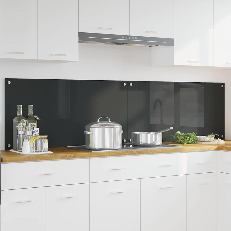 Load image into Gallery viewer, Vidaxl keuken spatscherm 2 pcs donkergrijs 100 x 50 cm gehard glas
