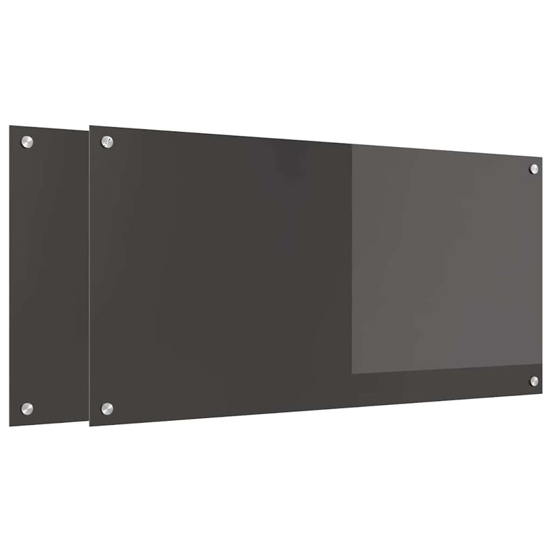 Load image into Gallery viewer, Vidaxl keuken spatscherm 2 pcs donkergrijs 100 x 50 cm gehard glas
