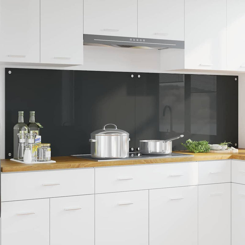 Load image into Gallery viewer, Vidaxl keuken spatscherm 2 pcs donkergrijs 100 x 60 cm gehard glas
