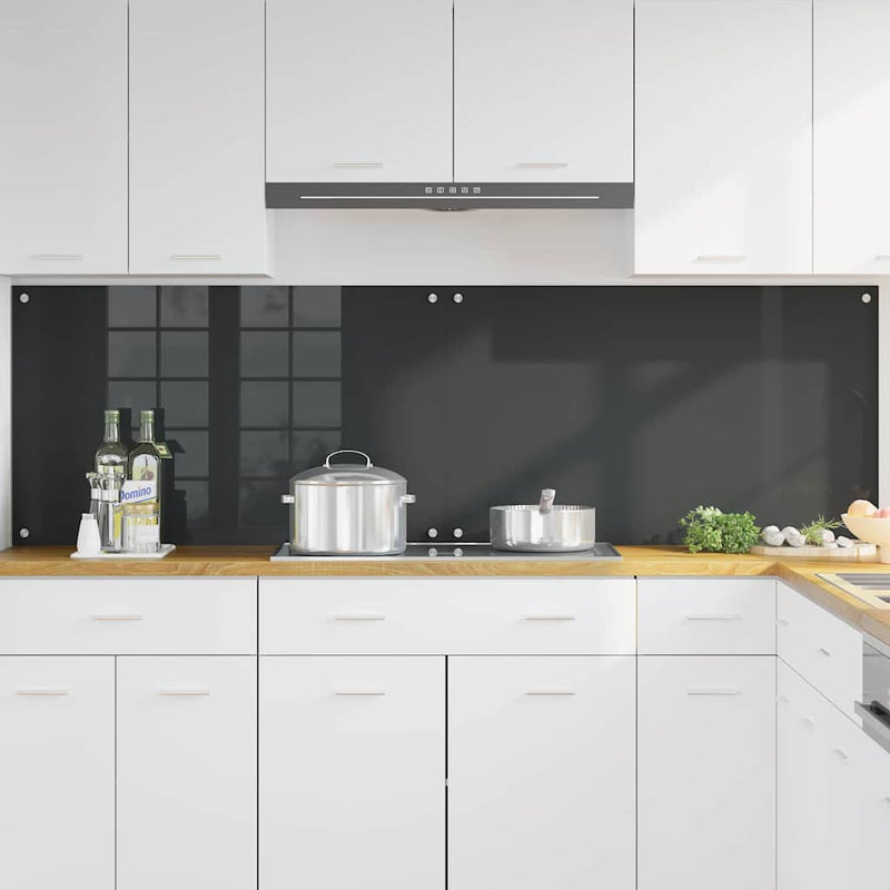 Load image into Gallery viewer, Vidaxl keuken spatscherm 2 pcs donkergrijs 100 x 60 cm gehard glas
