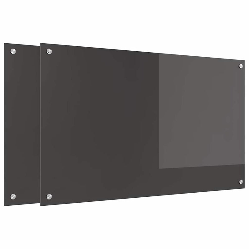 Load image into Gallery viewer, Vidaxl keuken spatscherm 2 pcs donkergrijs 100 x 60 cm gehard glas
