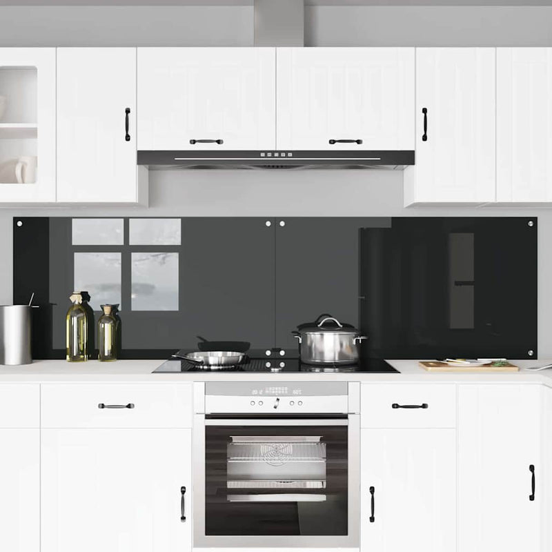 Load image into Gallery viewer, Vidaxl keuken spatscherm 2 pcs zwart 110 x 60 cm gehard glas

