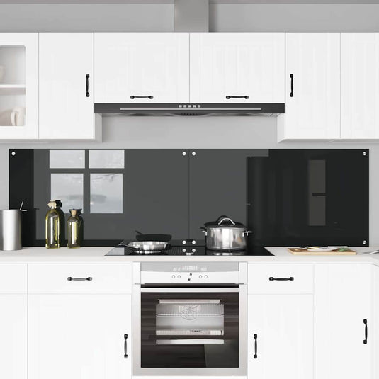 Vidaxl keuken spatscherm 2 pcs zwart 110 x 60 cm gehard glas