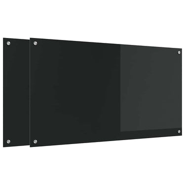 Vidaxl keuken spatscherm 2 pcs zwart 110 x 60 cm gehard glas