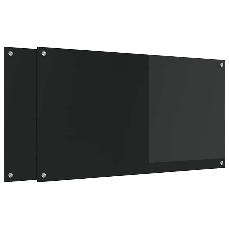 Load image into Gallery viewer, Vidaxl keuken spatscherm 2 pcs zwart 110 x 60 cm gehard glas
