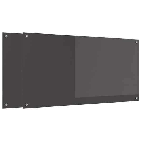 Vidaxl keuken spatscherm 2 pcs donkergrijs 120 x 60 cm gehard glas